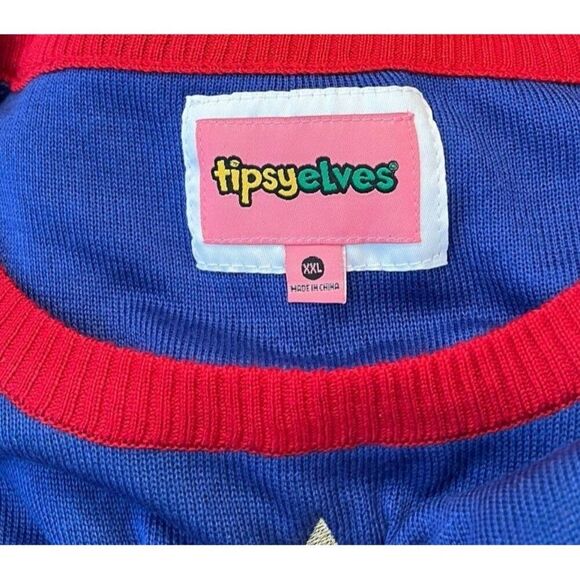 Tipsy Elves Womens XXL Ugly Christmas Balls Tree Suspenders Sweater  Party NWT - Picture 3 of 4